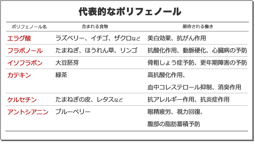 代表的なポリフェノール